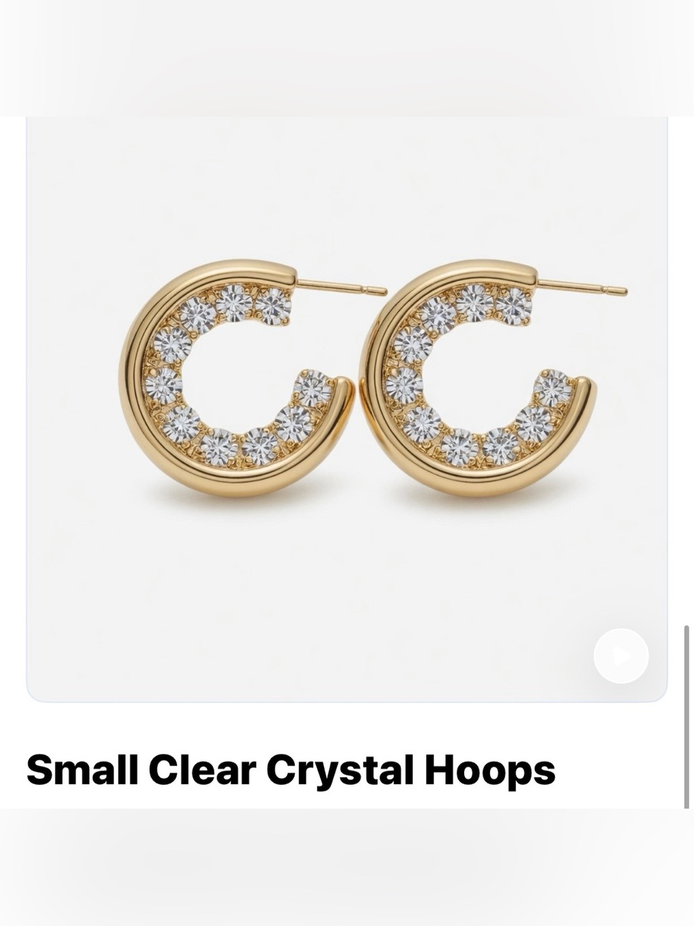 TOVAGold Small Clear Crystal Hoop Earrings